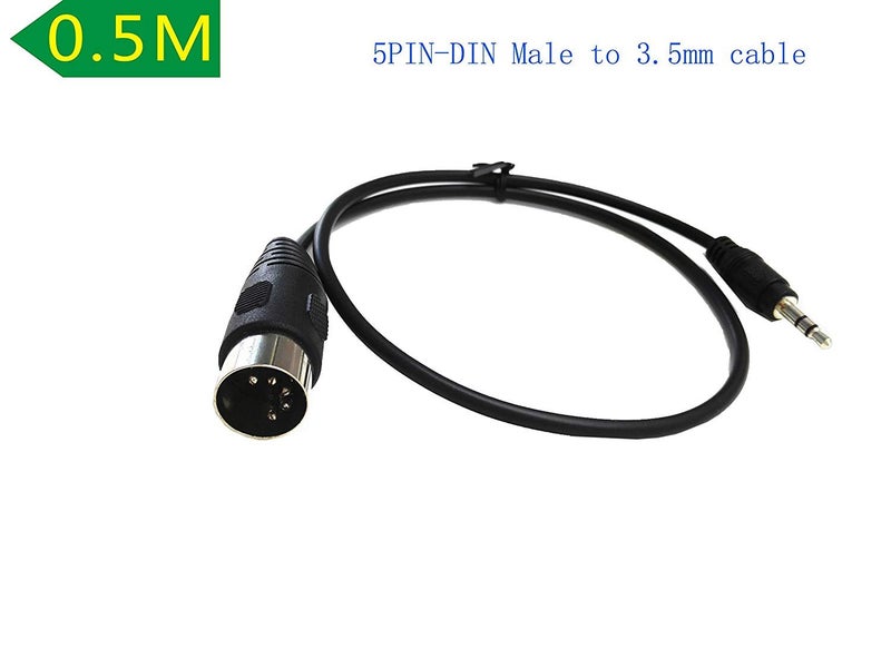 SinLoon 5-Pin DIN-Male Cable, 5 Pin to 3.5mm(1/8") TRS Stereo Male Jack Stereo Audio Cable for Musical Instrument Signal Output (0.5m,3.5M-5 DIN M) - Image 2